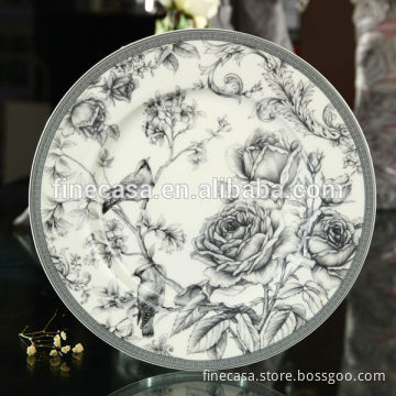 Elegant Fine New Bone China 10.5 Inches Ceramic Plate of Nocturne